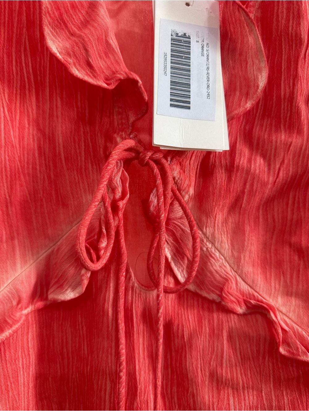 Rococo Sand River Coral Tie-Front Ruffle Dress - Picture 7 of 9